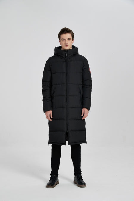 PUREMSX Unisex Long Winter Parka Jacket, Thick Puffer Insulated Vegan Down Quilted Windproof Hooded Coats-PX17