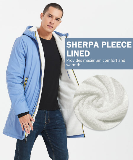 PUREMSX Sherpa Lined Outdoor Para Hooded Winter RainCoat for Men-PX21