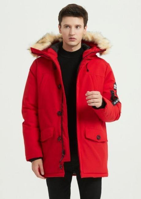 Men's Down Alternative Ski Thicken Parka Coat-XPX12 red