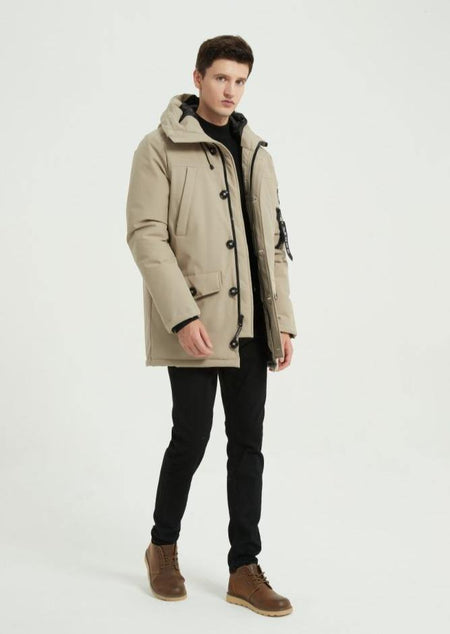 Men's Down Alternative Ski Thicken Parka Coat-XPX12 beige
