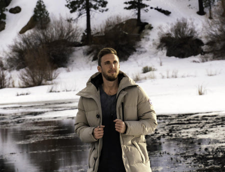 Men's Hooded Down Alternative Quilted Jacket Parka with vegan fur-PX11-regular fit - PUREMSX