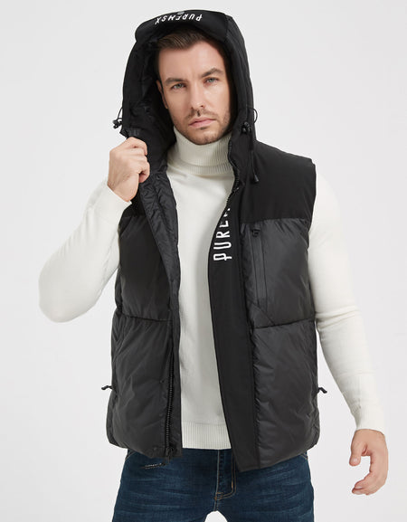 PUREMSX Men's Puffer Vest, Winter Warm Padded Outdoor Casual Gilet