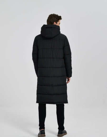 PUREMSX Unisex Long Winter Parka Jacket, Thick Puffer Insulated Vegan Down Quilted Windproof Hooded Coats-PX17