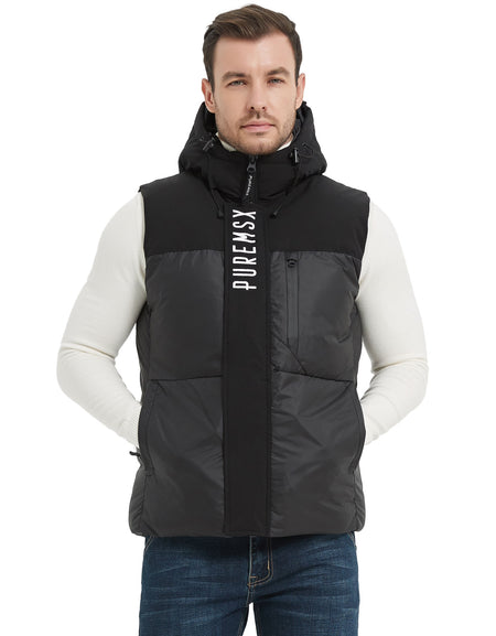 PUREMSX Men's Puffer Vest, Winter Warm Padded Outdoor Casual Gilet